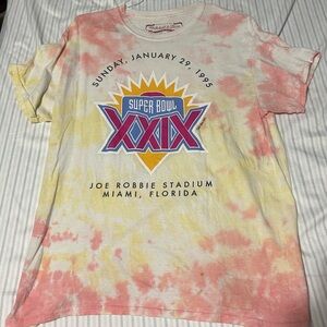 Mitchell & Ness Pink and Yellow NFL Super Bowl Tee Shirt